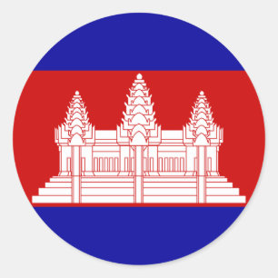Redonda Pegatina de bandera de Camboya