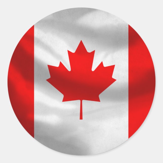 Redonda Pegatina de bandera de Canadá (Anverso)