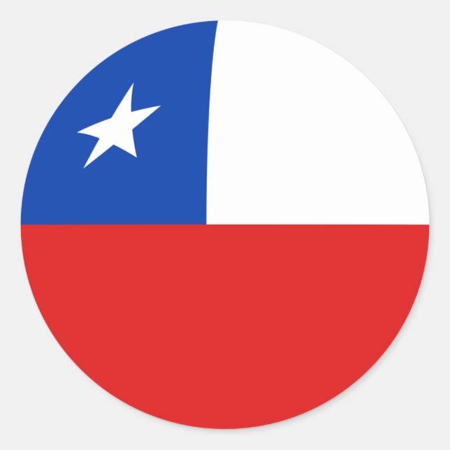 Redonda Pegatina de bandera de Chile con efecto ojo de pez (Anverso)