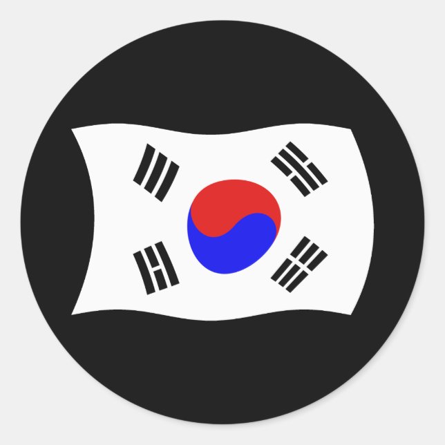 Redonda Pegatina de bandera de Corea del Sur (Anverso)