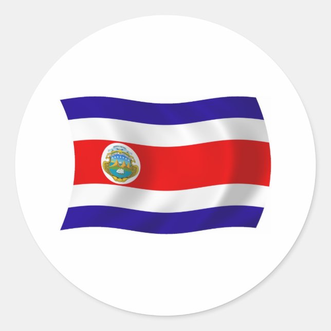 Redonda Pegatina de Bandera de Costa Rica (Anverso)