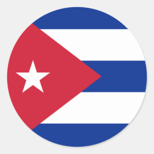 Redonda Pegatina de Bandera de Cuba