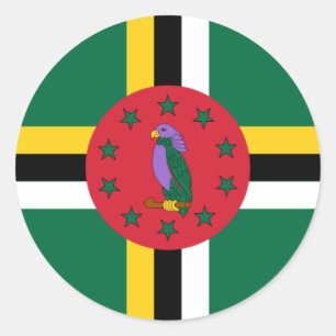 Redonda Pegatina de Bandera de Dominica