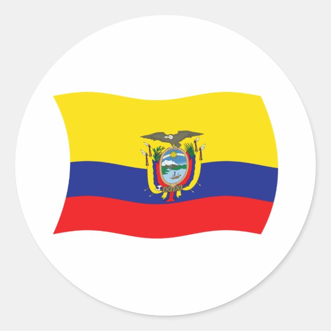 Redonda Pegatina de Bandera de Ecuador (Anverso)