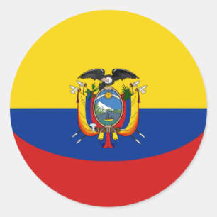 Redonda Pegatina de bandera de Ecuador con efecto ojo de p