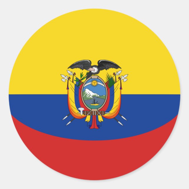 Redonda Pegatina de bandera de Ecuador con efecto ojo de p (Anverso)