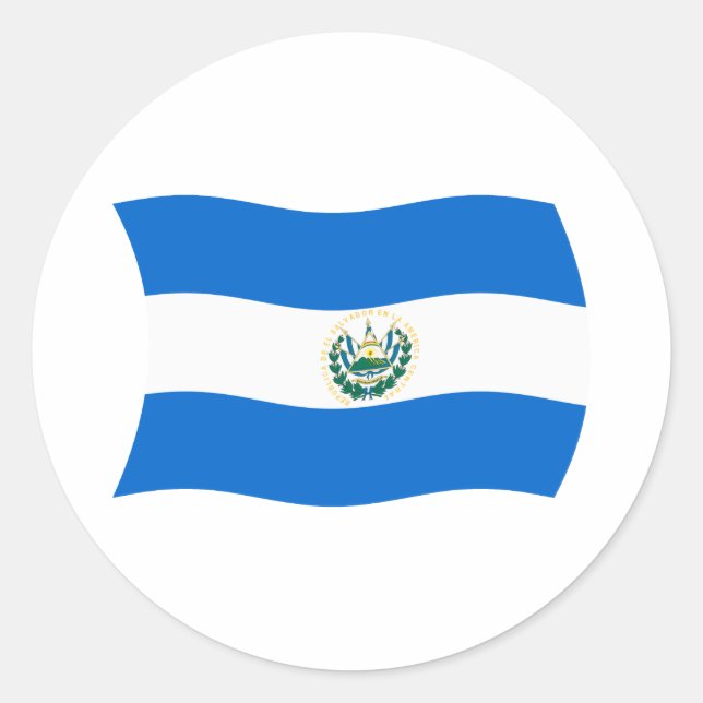 Redonda Pegatina de bandera de El Salvador (Anverso)