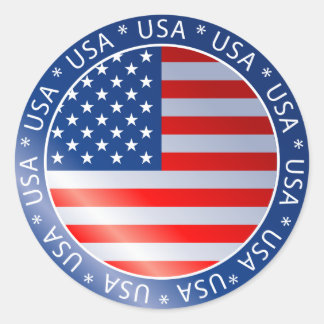 Redonda PEGATINA de bandera de Estados Unidos