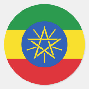 Redonda Pegatina de bandera de Etiopía