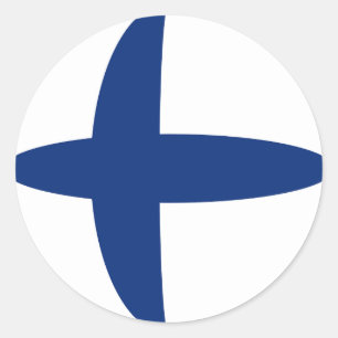Redonda Pegatina de bandera de Finlandia con efecto ojo de