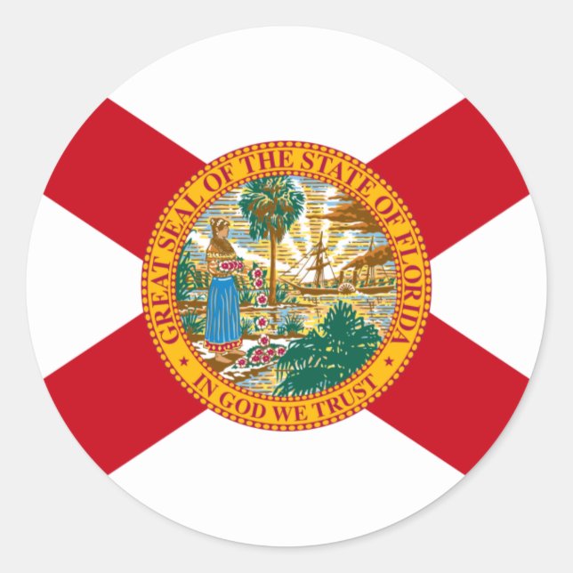 Redonda Pegatina de bandera de Florida (Anverso)