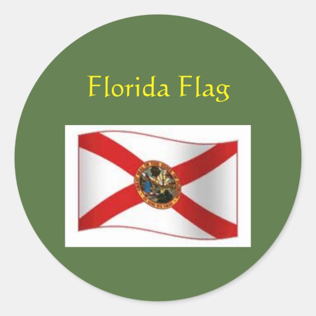 Redonda Pegatina de bandera de Florida (Anverso)