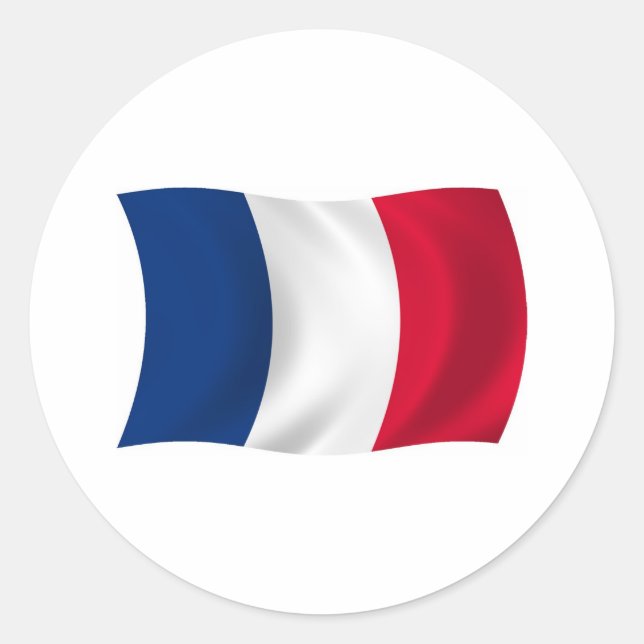 Redonda Pegatina de bandera de Francia (Anverso)