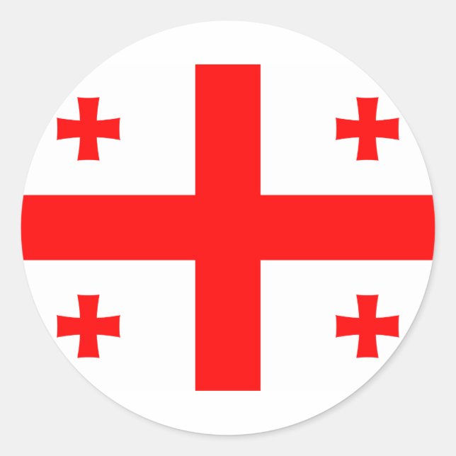 Redonda Pegatina de Bandera de Georgia (país) (Anverso)