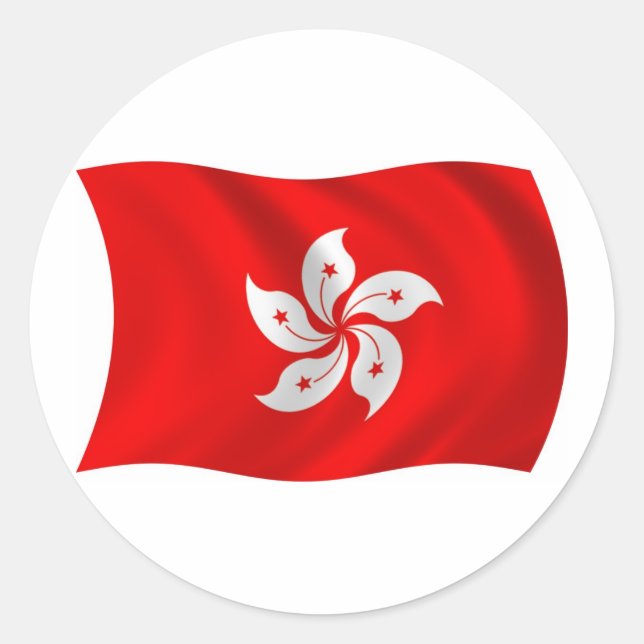 Redonda Pegatina de bandera de Hong Kong (Anverso)