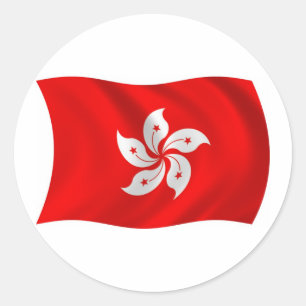 Redonda Pegatina de bandera de Hong Kong