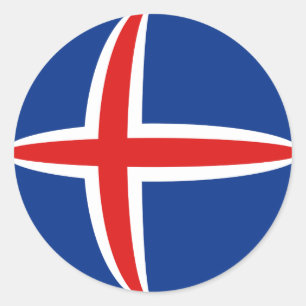 Redonda Pegatina de bandera de Islandia ojo de pez