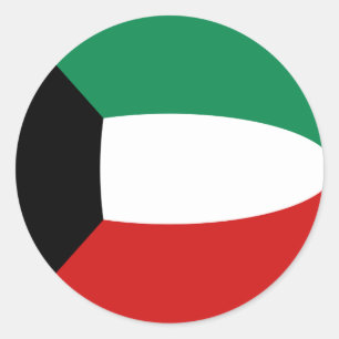 Redonda Pegatina de bandera de Kuwait con efecto ojo de pe