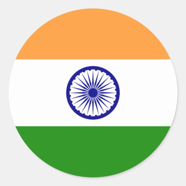 Redonda Pegatina de bandera de la India (Anverso)