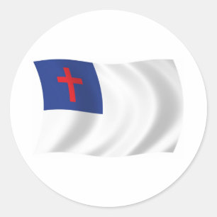 Redonda Pegatina de bandera de la religión cristiana