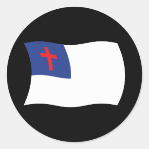 Redonda Pegatina de bandera de la religión cristiana