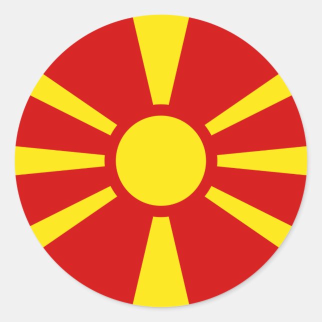 Redonda Pegatina de Bandera de Macedonia (Anverso)