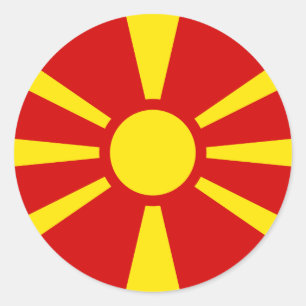 Redonda Pegatina de Bandera de Macedonia