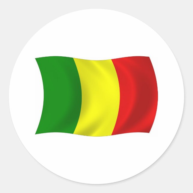 Redonda Pegatina de bandera de Mali (Anverso)