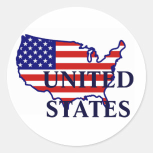 Redonda Pegatina de bandera de mapa de Estados Unidos
