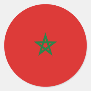 Redonda Pegatina de bandera de Marruecos ojo de pez