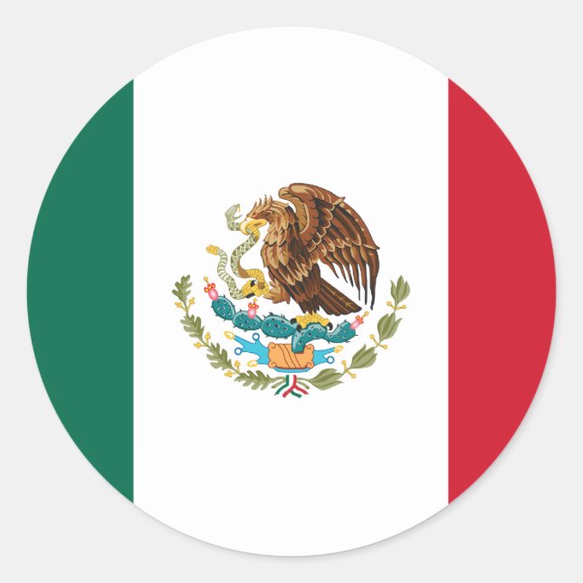 Redonda Pegatina de Bandera de México (Anverso)