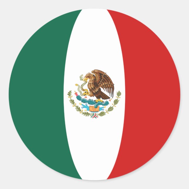 Redonda Pegatina de bandera de México con efecto ojo de pe (Anverso)