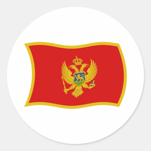 Redonda Pegatina de bandera de Montenegro (Anverso)