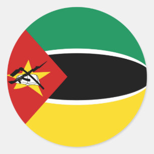Redonda Pegatina de bandera de Mozambique con efecto ojo d