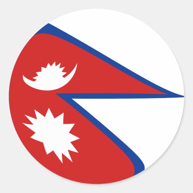 Redonda Pegatina de bandera de Nepal con efecto ojo de pez (Anverso)