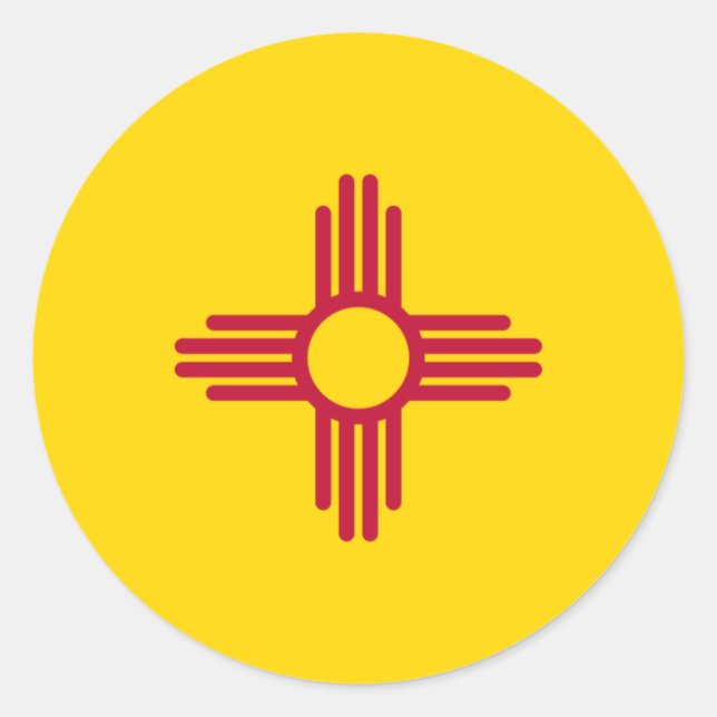 Redonda Pegatina de Bandera de Nuevo México (Anverso)
