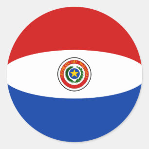 Redonda Pegatina de bandera de Paraguay con efecto ojo de