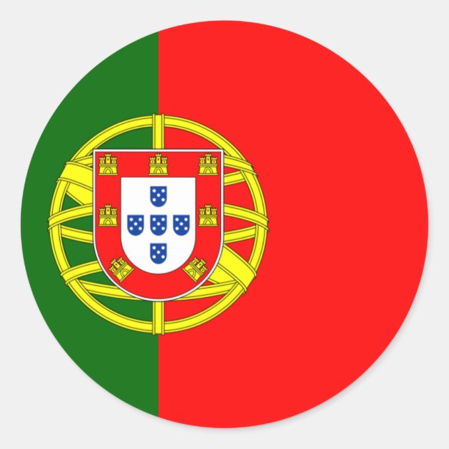 Redonda Pegatina de Bandera de Portugal (Anverso)
