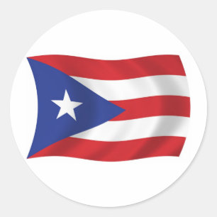 Redonda Pegatina de bandera de Puerto Rico