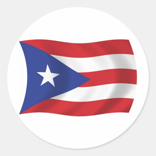 Redonda Pegatina de bandera de Puerto Rico (Anverso)