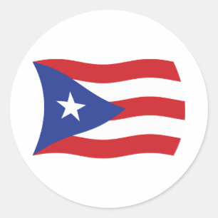 Redonda Pegatina de bandera de Puerto Rico