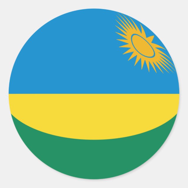 Redonda Pegatina de bandera de Rwanda con efecto ojo de pe (Anverso)