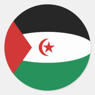 Redonda Pegatina de bandera de Sahara Occidental ojo de pe