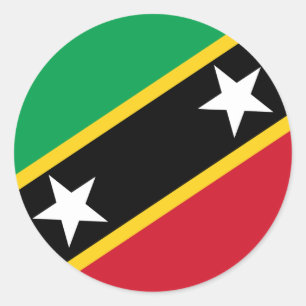 Redonda Pegatina de Bandera de Saint Kitts y Nevis