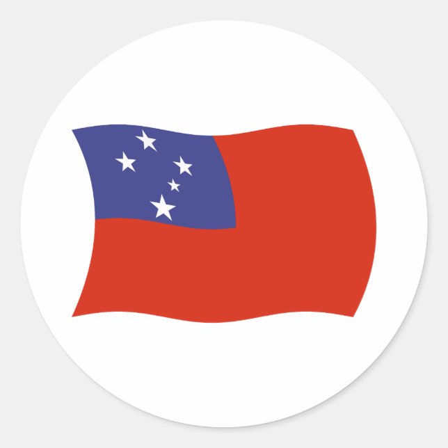 Redonda Pegatina de Bandera de Samoa (Anverso)