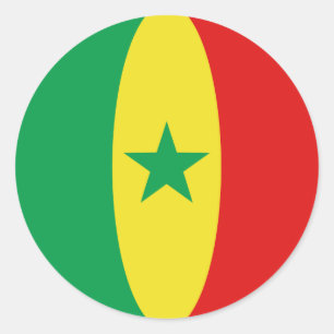 Redonda Pegatina de bandera de Senegal con efecto ojo de p