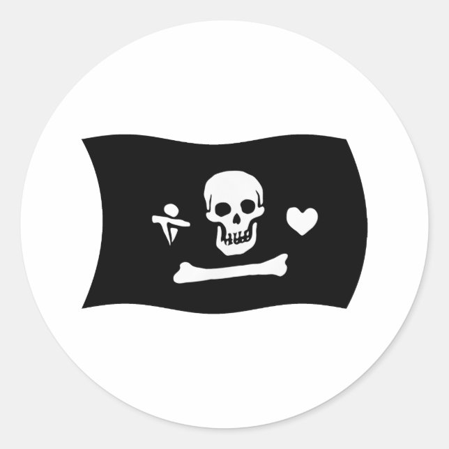 Redonda Pegatina de bandera de Stede Bonnet (Anverso)