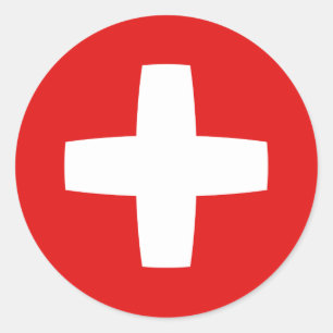 Redonda Pegatina de bandera de Suiza con efecto ojo de pez