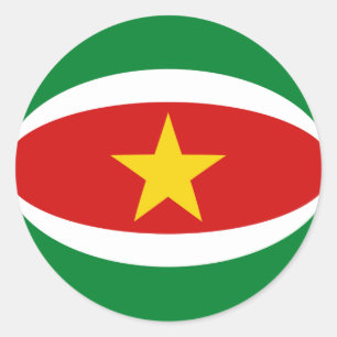 Redonda Pegatina de bandera de Surinam con efecto ojo de p