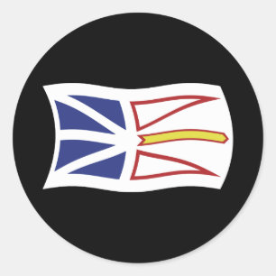 Redonda Pegatina De Bandera De Terranova Y Labrador